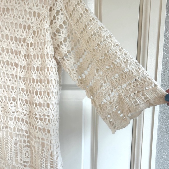 Coastal Cowgirl Boho Western Festival Cream Crochet Dress  NWOT EST 1946 Sz L - Picture 6 of 12